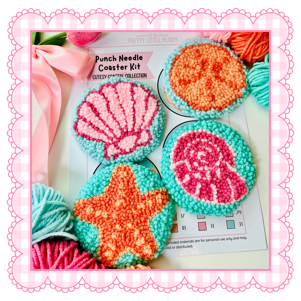 Cutesy Coastal Punch Needle Coaster Kit - 4 Design Bundle
