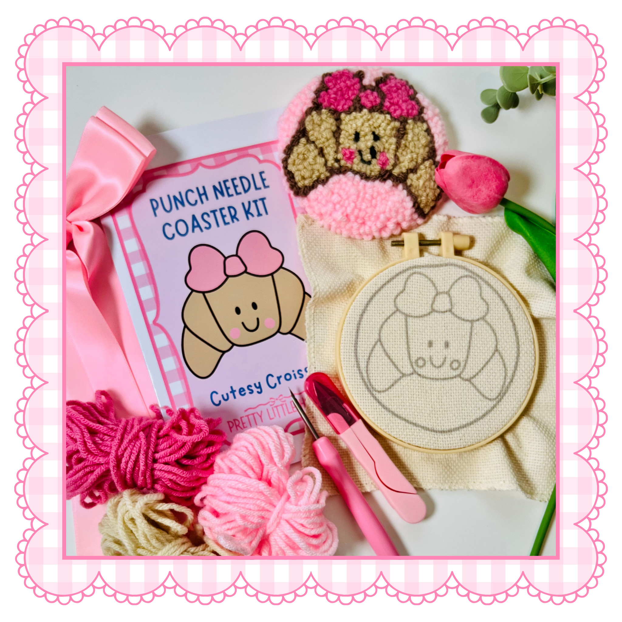 Cutesy Croissant Punch Needle Coaster Kit