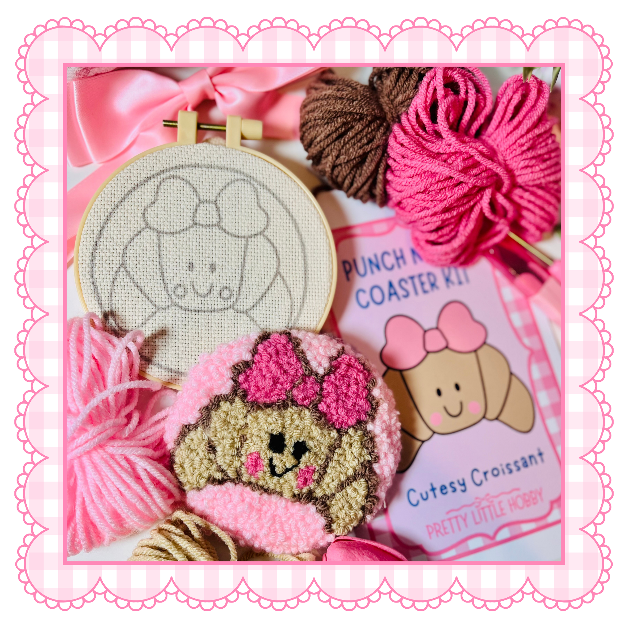 Cutesy Croissant Punch Needle Coaster Kit