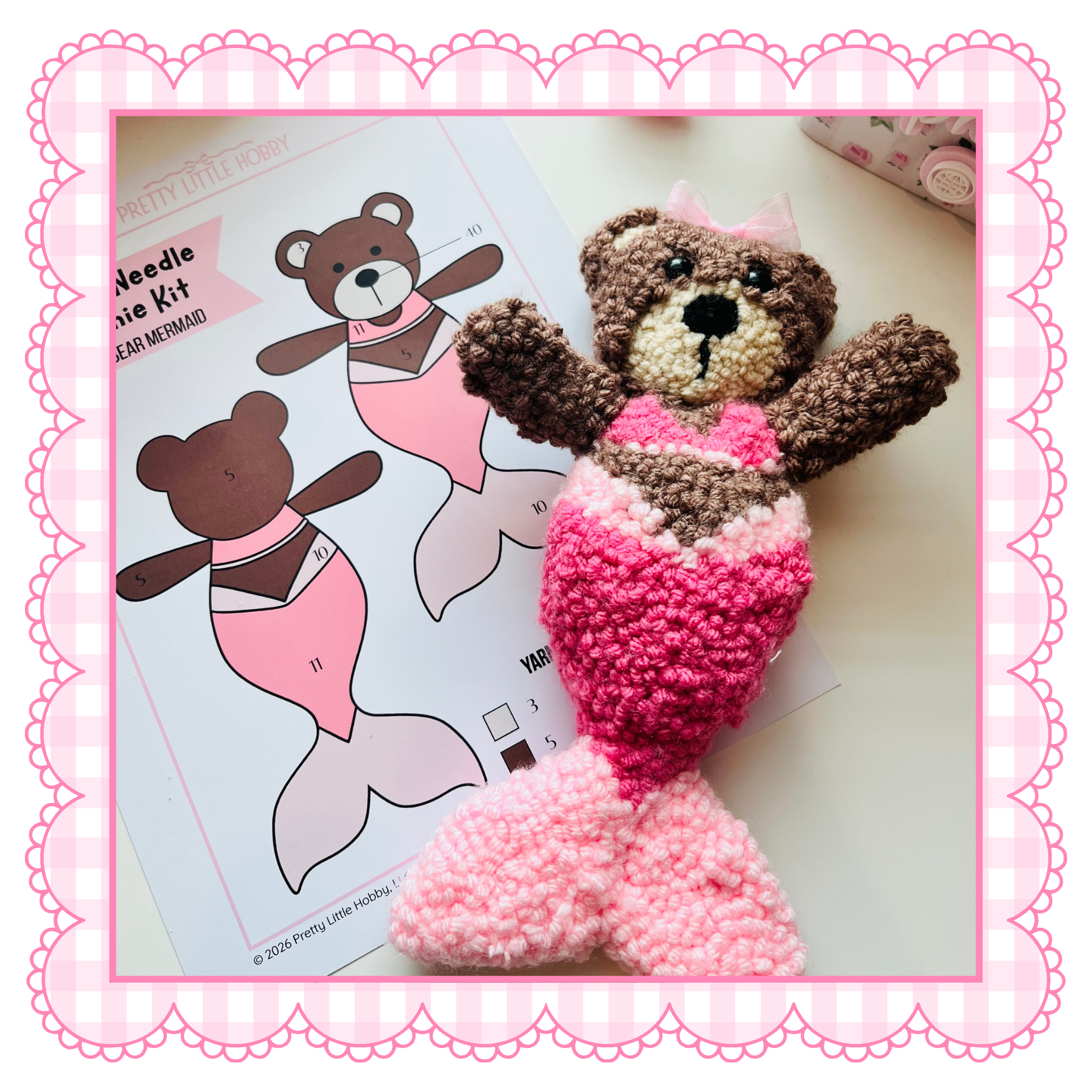 Cutie Bear Mermaid Punch Needle Plushie Kit