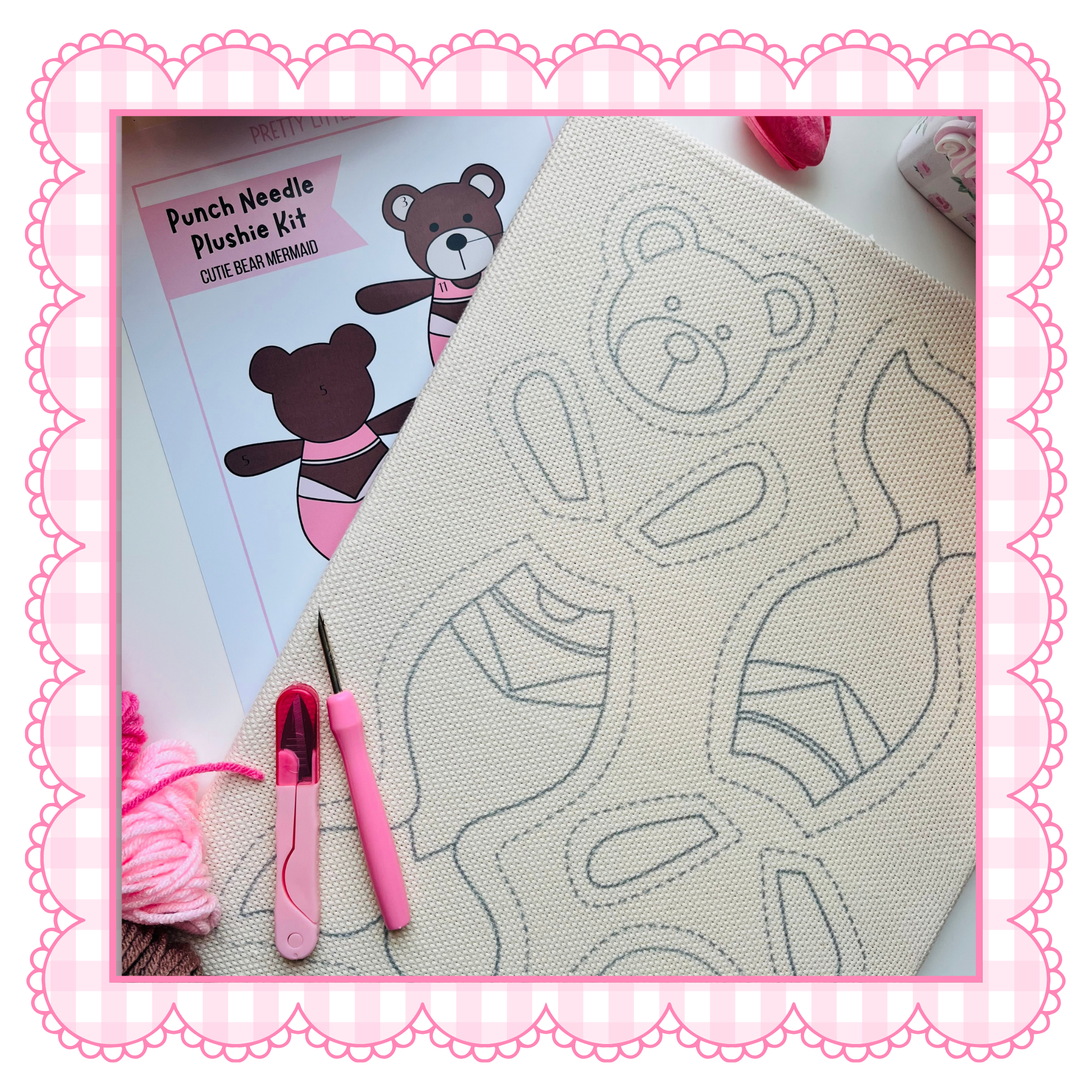 Cutie Bear Mermaid Punch Needle Plushie Kit
