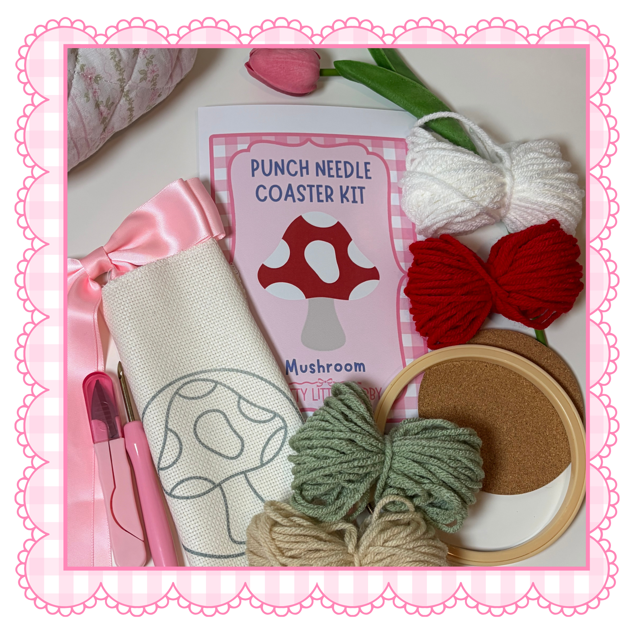 Mushroom Punch Needle Coaster Kit