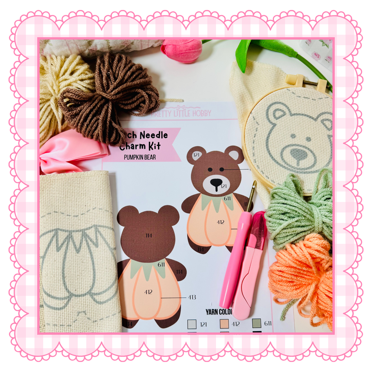 Pumpkin Bear Punch Needle Charm Kit